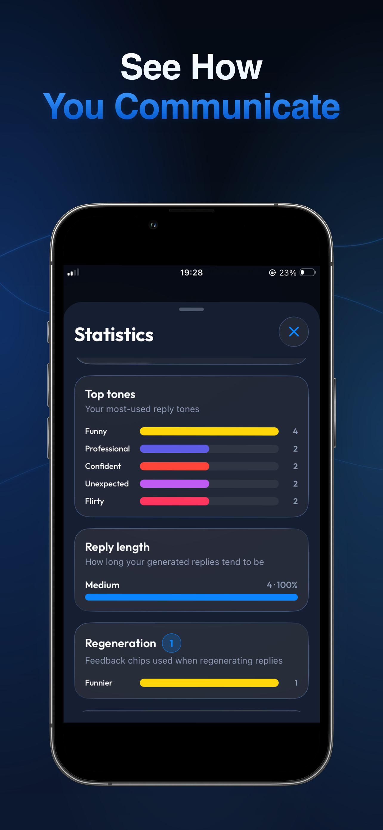Communication statistics in Finish Him